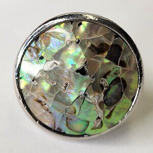 Round Genuine Abalone Ring Adjustable Band